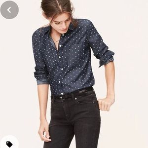 LOFT The Softened Shirt Tailored Chambray Women M